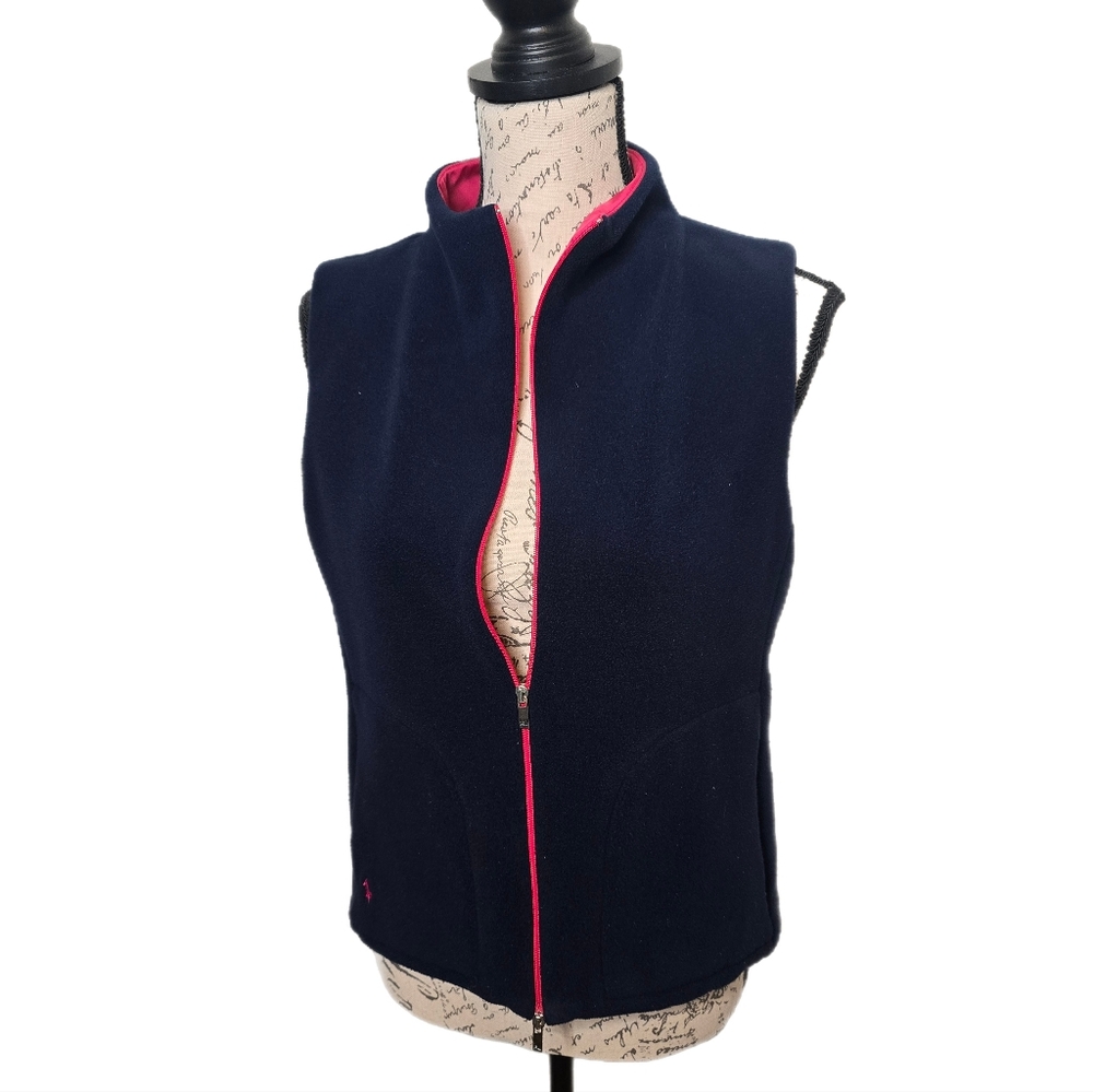 Vintage Blue/Pink Ralph Lauren Golf Fleece Zipper Vest - Medium 90's Equestrian